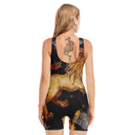 Watercolor Leo Zodiac Sign Print Sleeveless One Piece Swimsuit