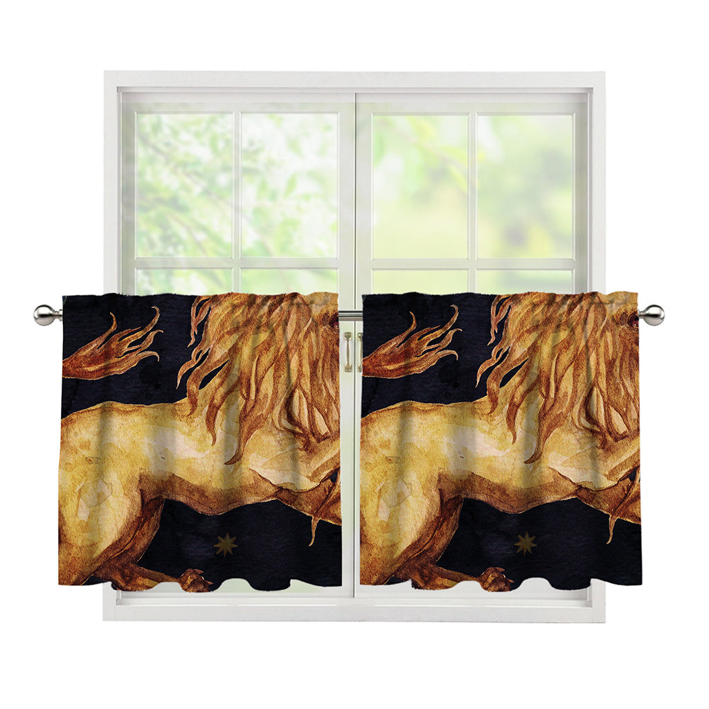 Watercolor Leo Zodiac Sign Print Tier Curtains