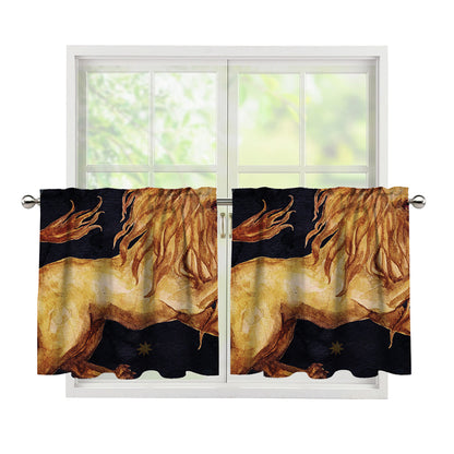 Watercolor Leo Zodiac Sign Print Tier Curtains