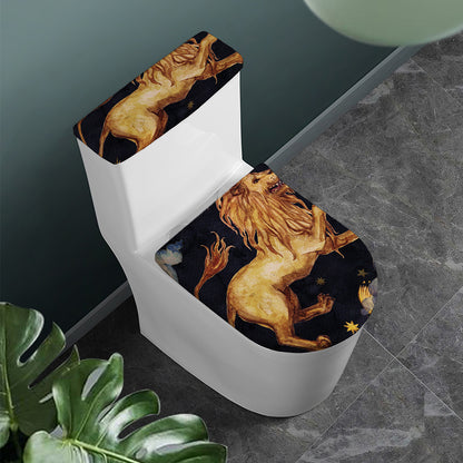 Watercolor Leo Zodiac Sign Print Toilet Lid And Tank Cover Set