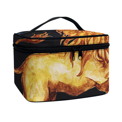 Watercolor Leo Zodiac Sign Print Travel Makeup Bag