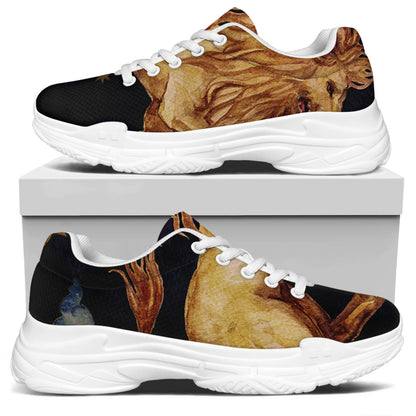 Watercolor Leo Zodiac Sign Print White Chunky Shoes