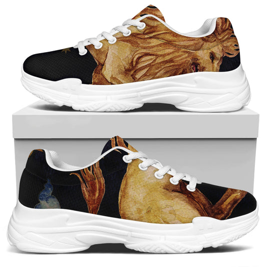 Watercolor Leo Zodiac Sign Print White Chunky Shoes