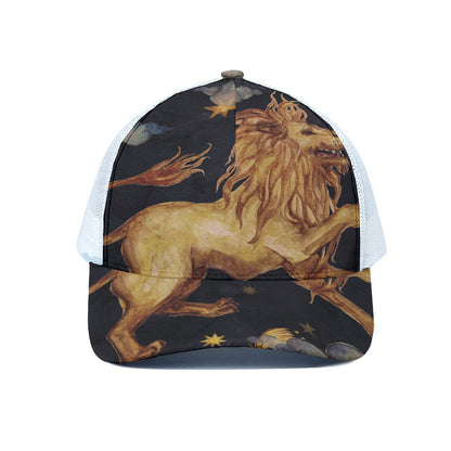 Watercolor Leo Zodiac Sign Print White Mesh Trucker Cap