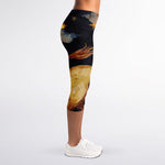 Watercolor Leo Zodiac Sign Print Women's Capri Leggings