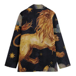 Watercolor Leo Zodiac Sign Print Women's Cotton Blazer