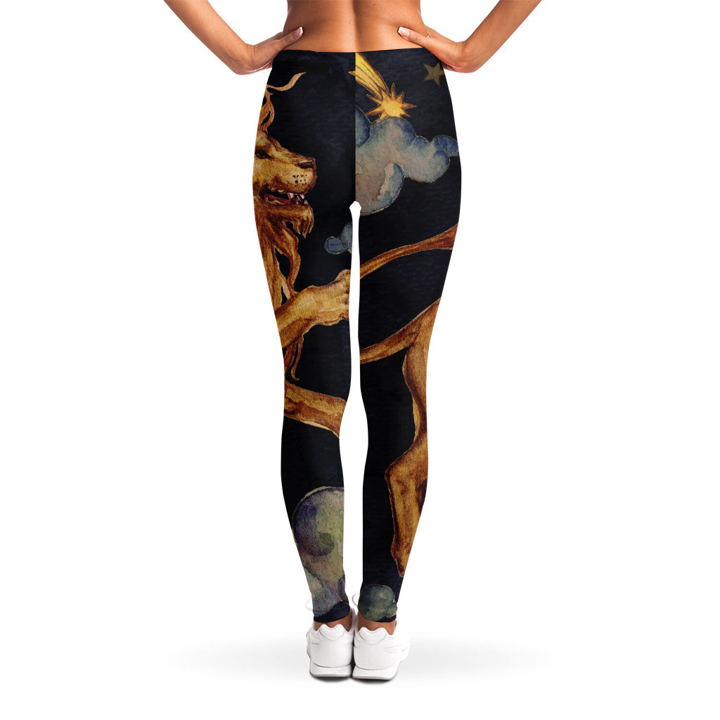 Watercolor Leo Zodiac Sign Print Women's Leggings