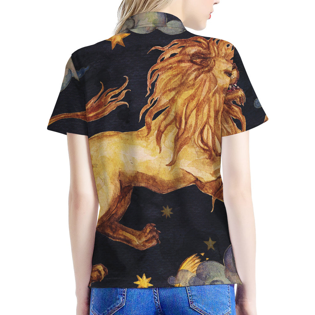 Watercolor Leo Zodiac Sign Print Women's Polo Shirt