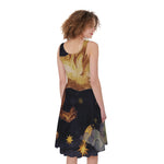 Watercolor Leo Zodiac Sign Print Women's Sleeveless Dress