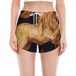 Watercolor Leo Zodiac Sign Print Women's Split Running Shorts