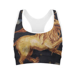 Watercolor Leo Zodiac Sign Print Women's Sports Bra