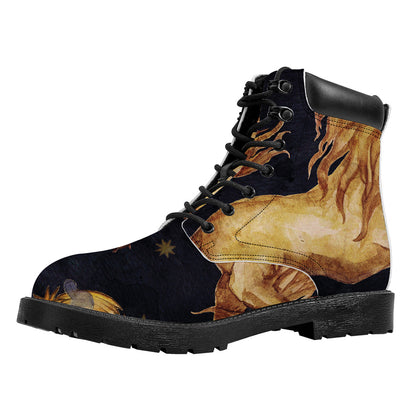 Watercolor Leo Zodiac Sign Print Work Boots