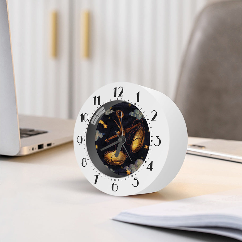 Watercolor Libra Zodiac Sign Print Alarm Clock