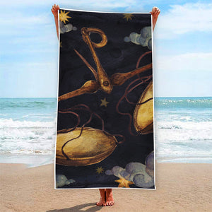 Watercolor Libra Zodiac Sign Print Beach Towel