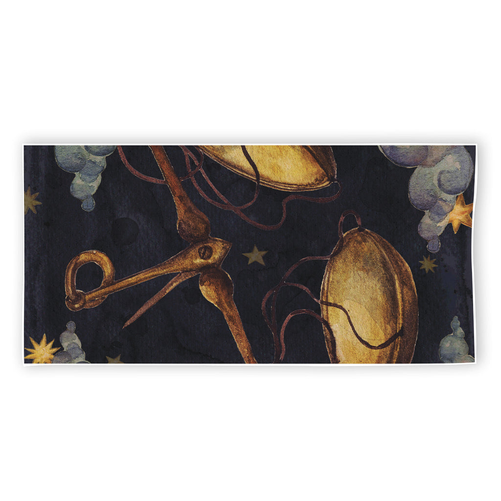 Watercolor Libra Zodiac Sign Print Beach Towel