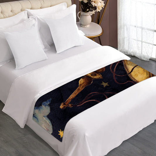 Watercolor Libra Zodiac Sign Print Bed Runner
