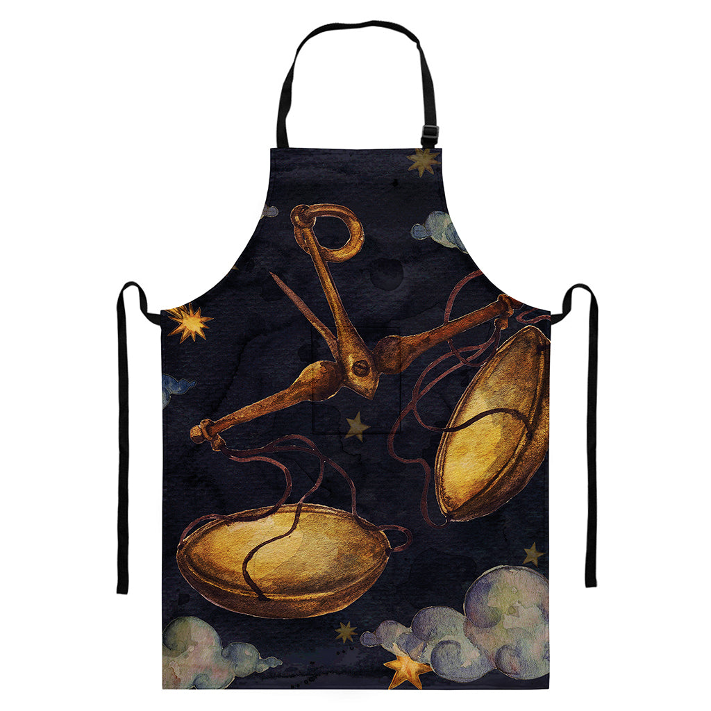 Watercolor Libra Zodiac Sign Print Bib Apron With Pocket