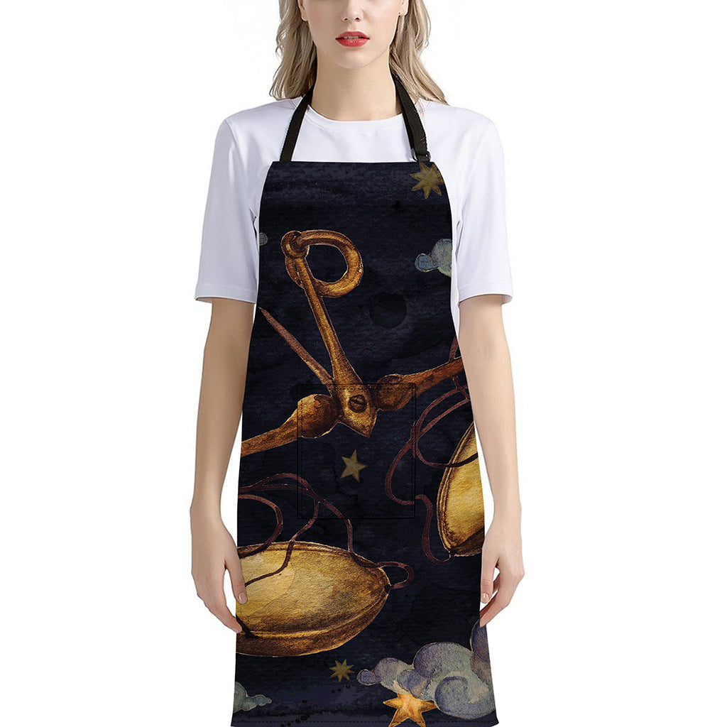 Watercolor Libra Zodiac Sign Print Bib Apron With Pocket