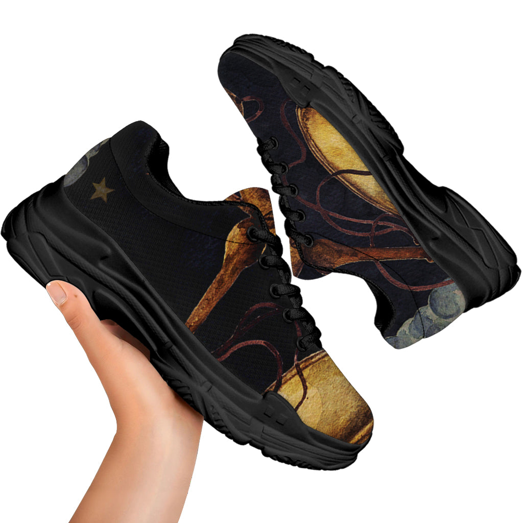 Watercolor Libra Zodiac Sign Print Black Chunky Shoes