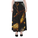 Watercolor Libra Zodiac Sign Print Chiffon Maxi Skirt