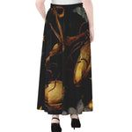 Watercolor Libra Zodiac Sign Print Chiffon Maxi Skirt