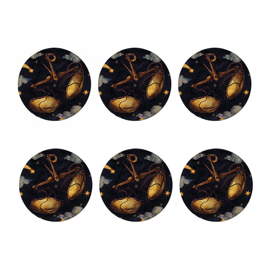 Watercolor Libra Zodiac Sign Print Coaster Set
