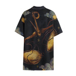 Watercolor Libra Zodiac Sign Print Cotton Hawaiian Shirt