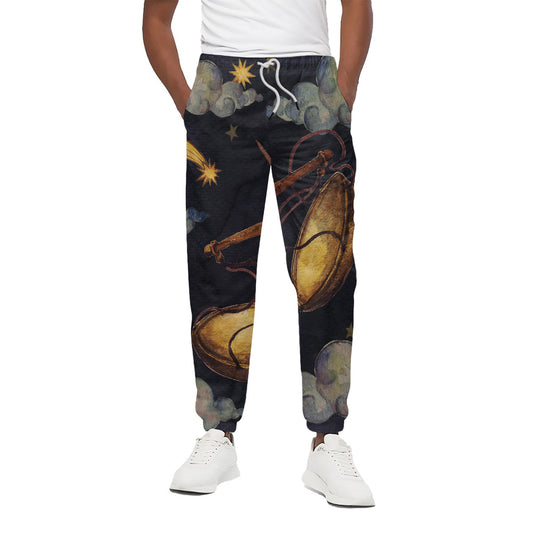 Watercolor Libra Zodiac Sign Print Cotton Pants