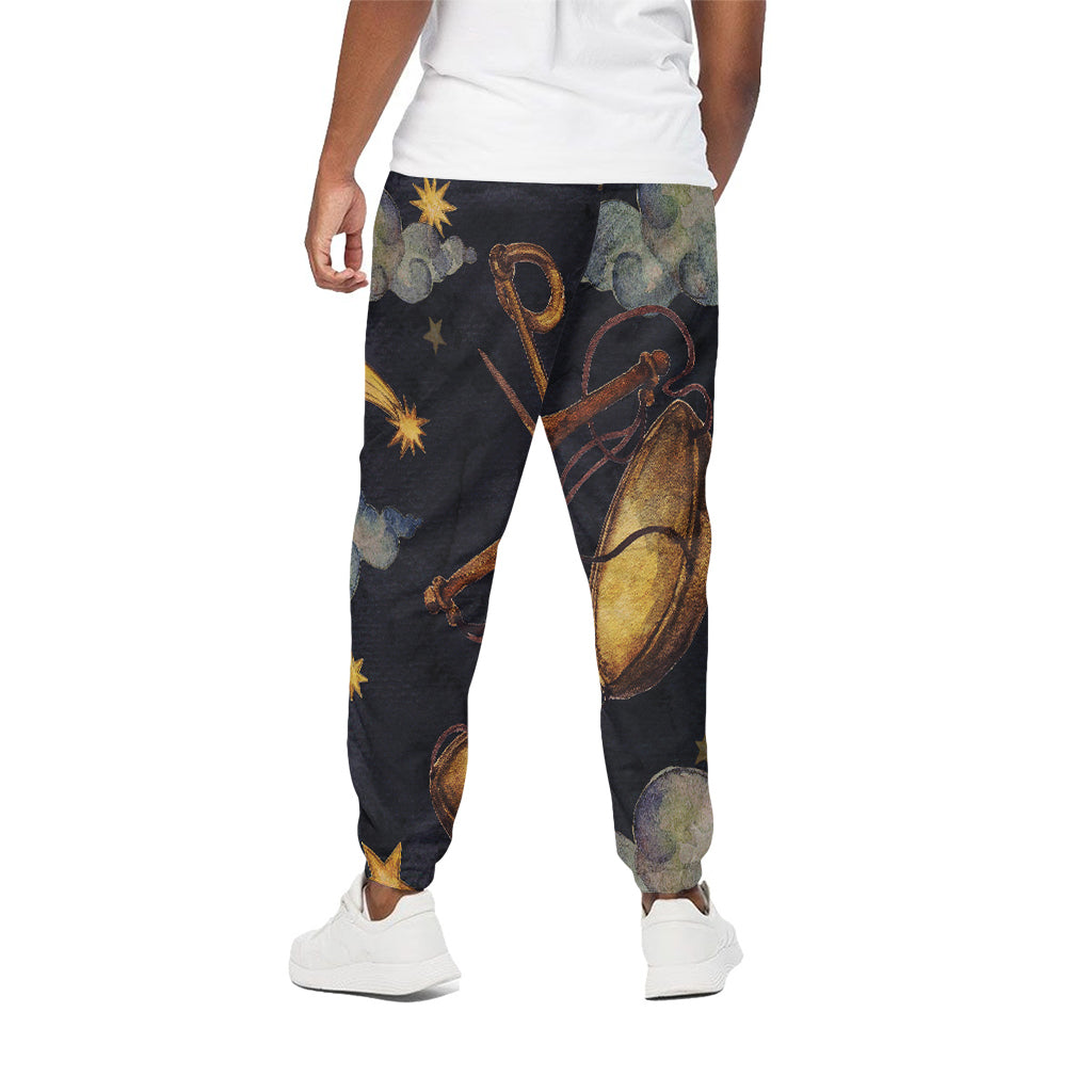 Watercolor Libra Zodiac Sign Print Cotton Pants