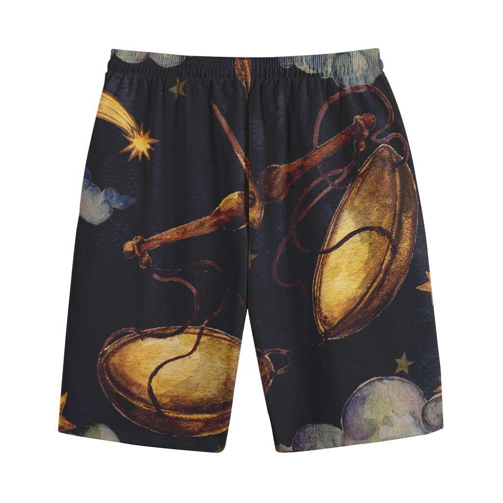 Watercolor Libra Zodiac Sign Print Cotton Shorts