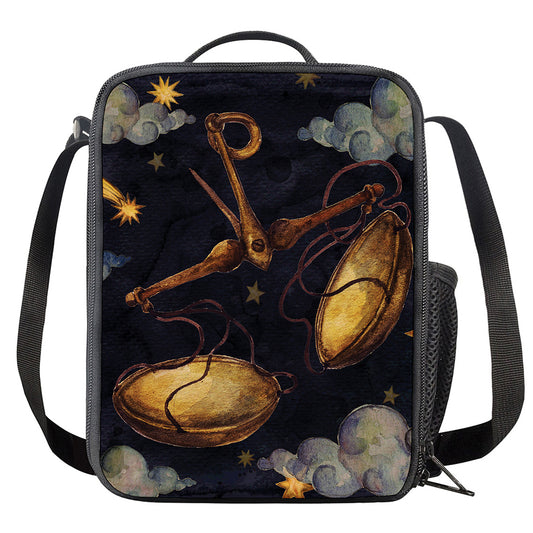 Watercolor Libra Zodiac Sign Print Crossbody Lunch Bag