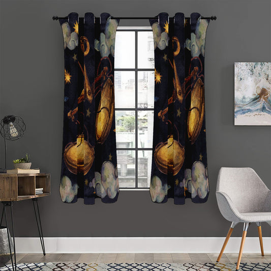 Watercolor Libra Zodiac Sign Print Curtain