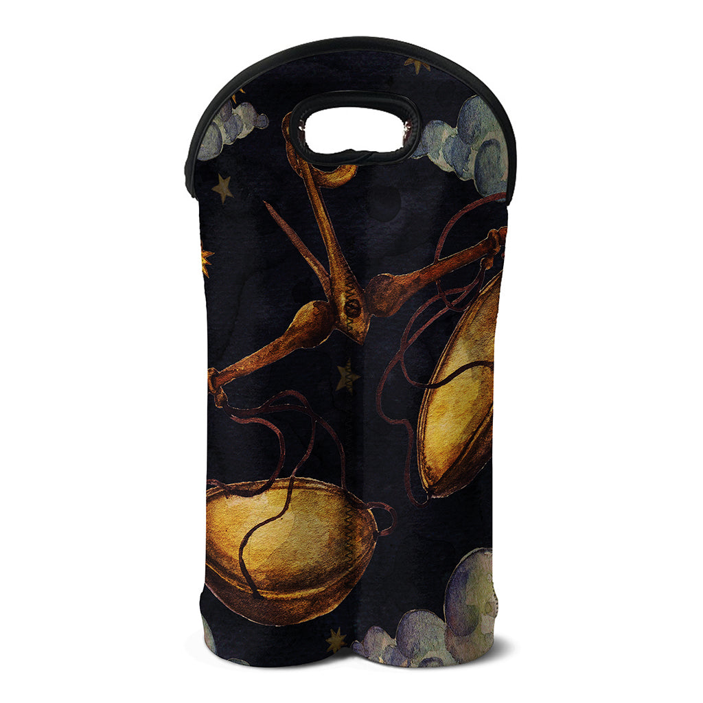 Watercolor Libra Zodiac Sign Print Double Neoprene Wine Tote