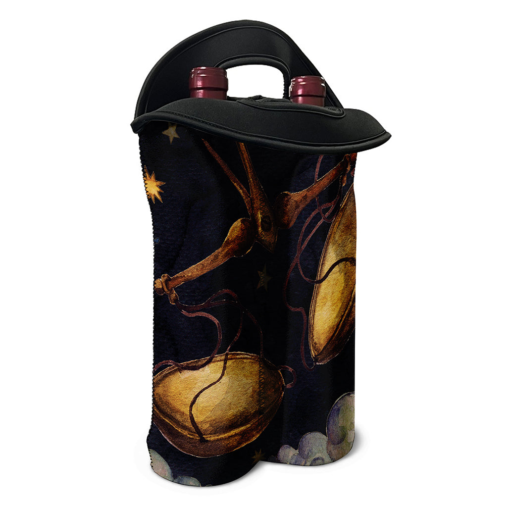 Watercolor Libra Zodiac Sign Print Double Neoprene Wine Tote