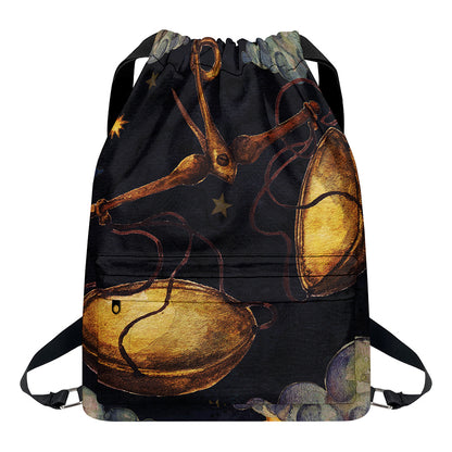 Watercolor Libra Zodiac Sign Print Drawstring Backpack