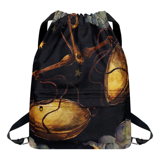 Watercolor Libra Zodiac Sign Print Drawstring Backpack