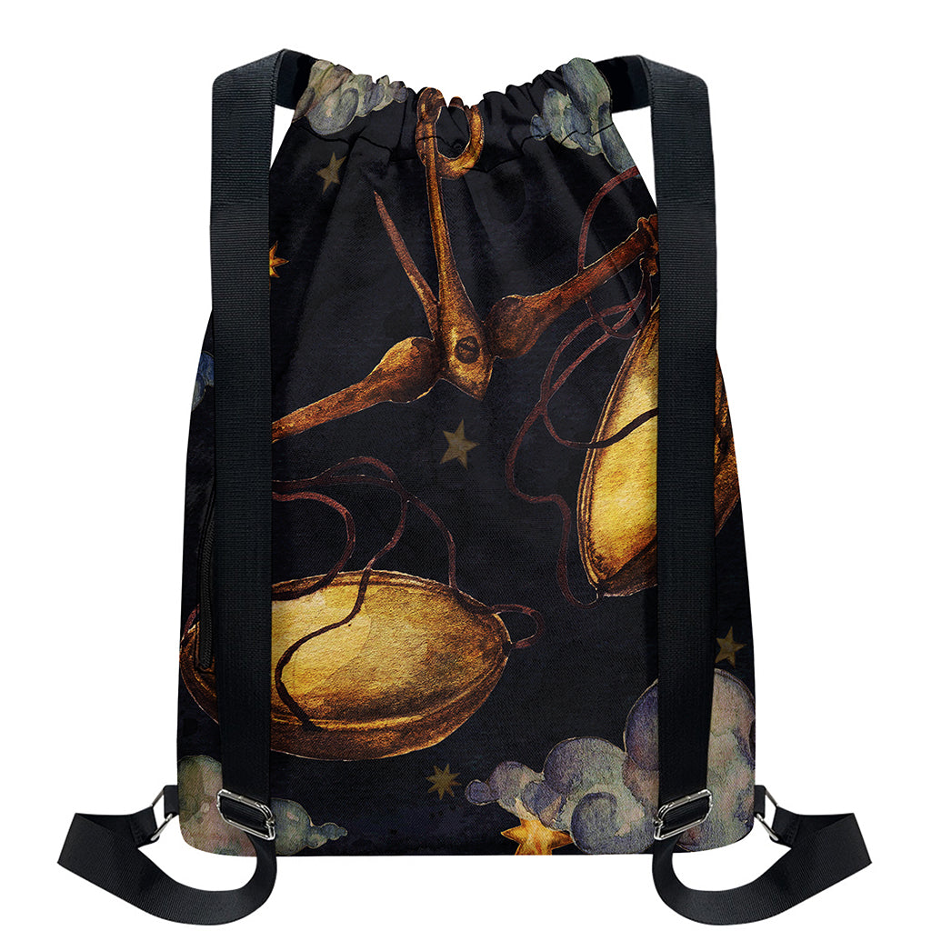 Watercolor Libra Zodiac Sign Print Drawstring Backpack