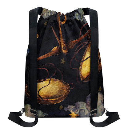 Watercolor Libra Zodiac Sign Print Drawstring Backpack
