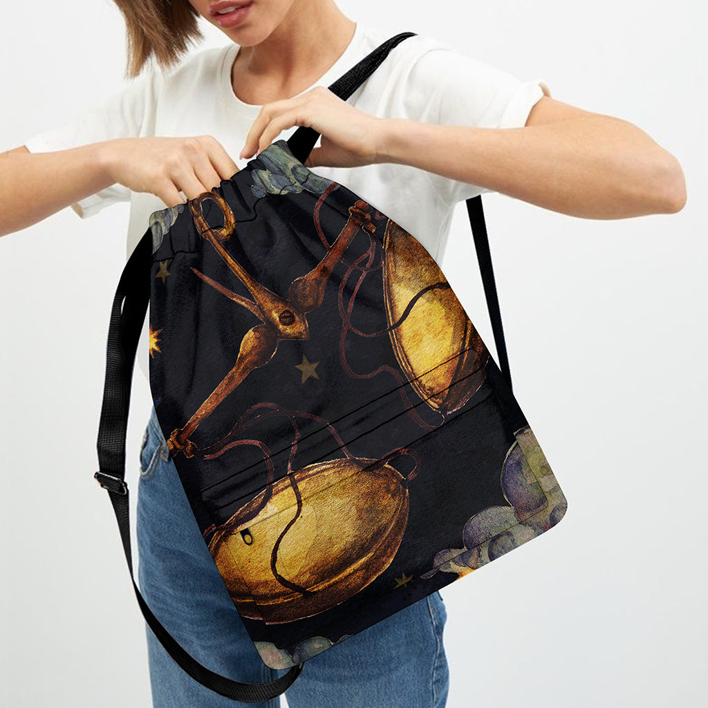 Watercolor Libra Zodiac Sign Print Drawstring Backpack