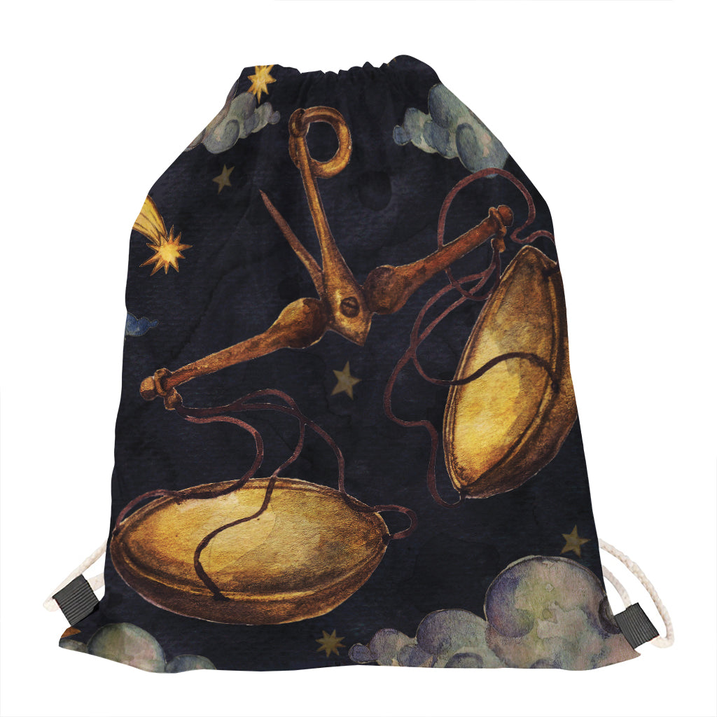 Watercolor Libra Zodiac Sign Print Drawstring Bag