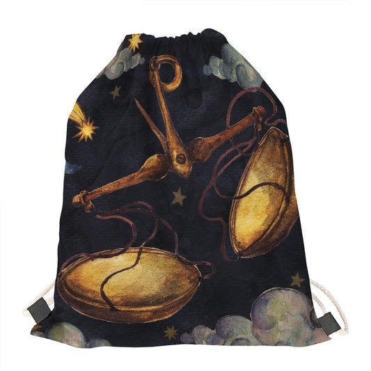 Watercolor Libra Zodiac Sign Print Drawstring Bag