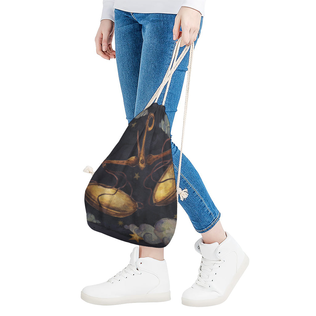 Watercolor Libra Zodiac Sign Print Drawstring Bag