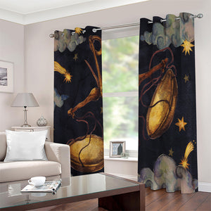 Watercolor Libra Zodiac Sign Print Extra Wide Grommet Curtains