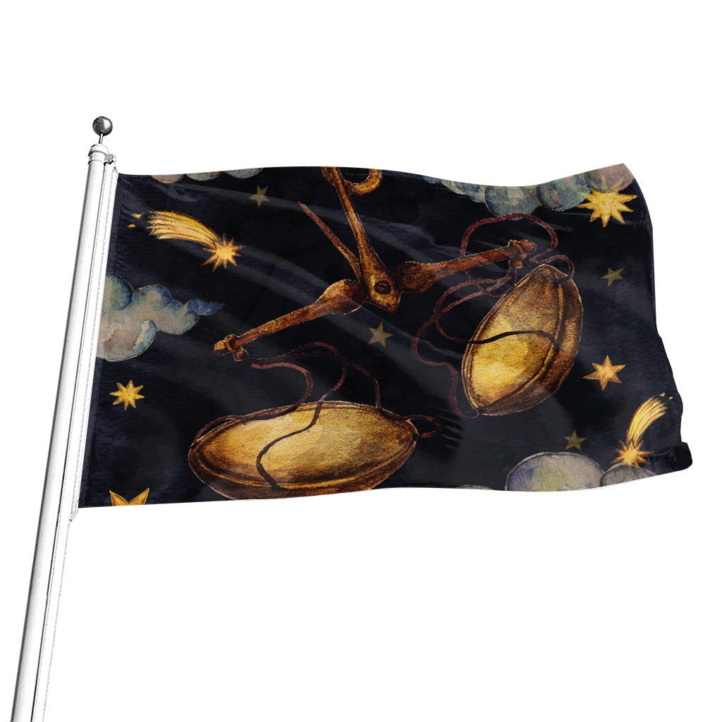 Watercolor Libra Zodiac Sign Print Flag