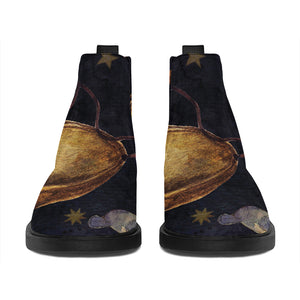 Watercolor Libra Zodiac Sign Print Flat Ankle Boots