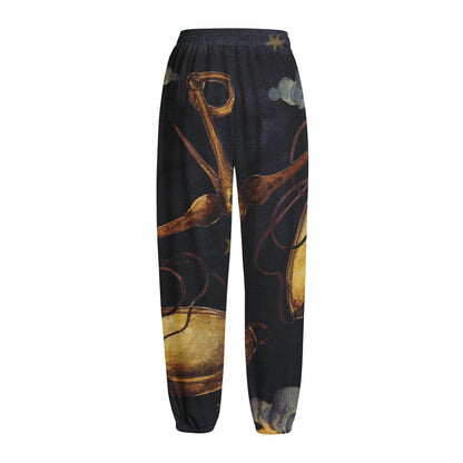 Watercolor Libra Zodiac Sign Print Fleece Lined Knit Pants