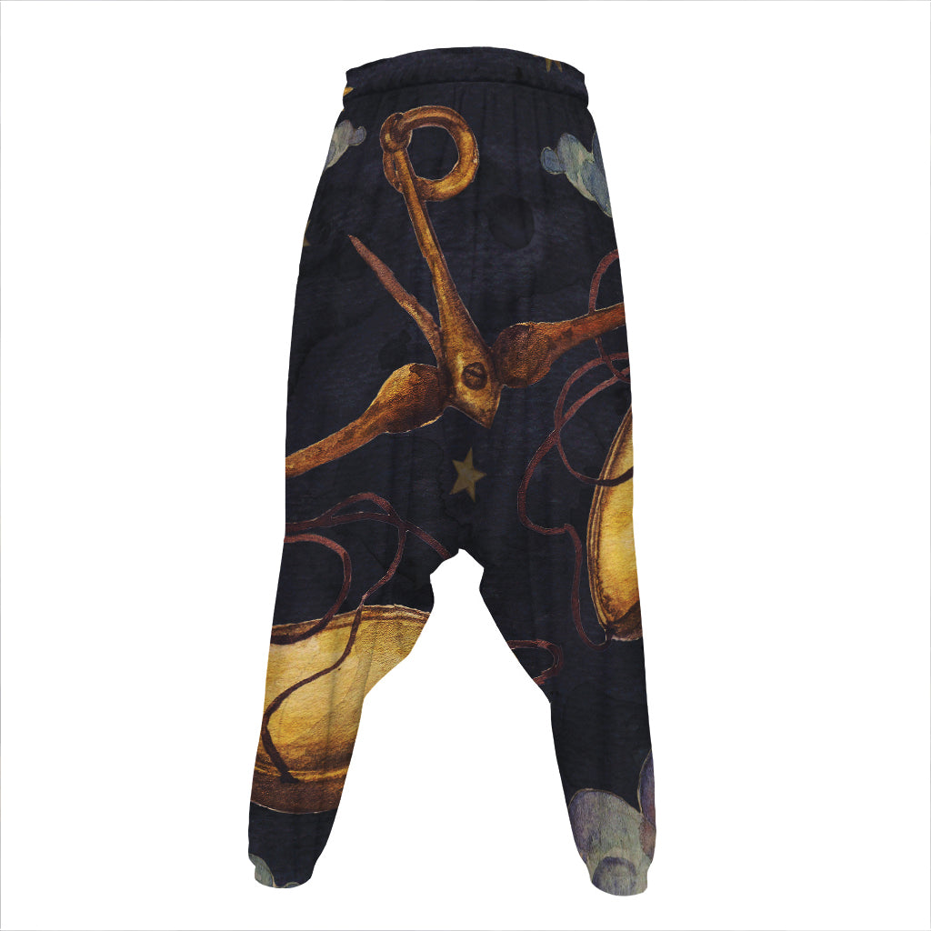 Watercolor Libra Zodiac Sign Print Hammer Pants