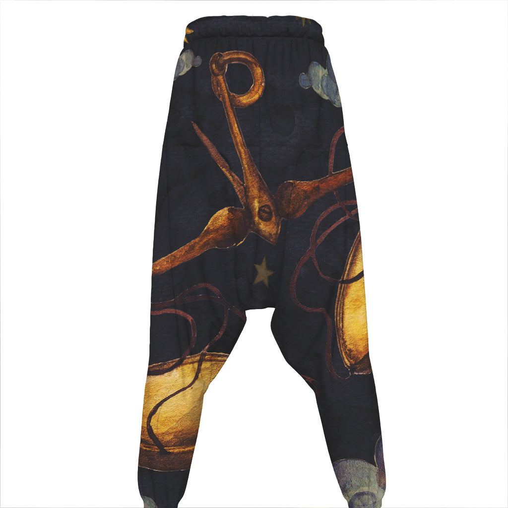 Watercolor Libra Zodiac Sign Print Hammer Pants