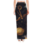 Watercolor Libra Zodiac Sign Print High Slit Maxi Skirt