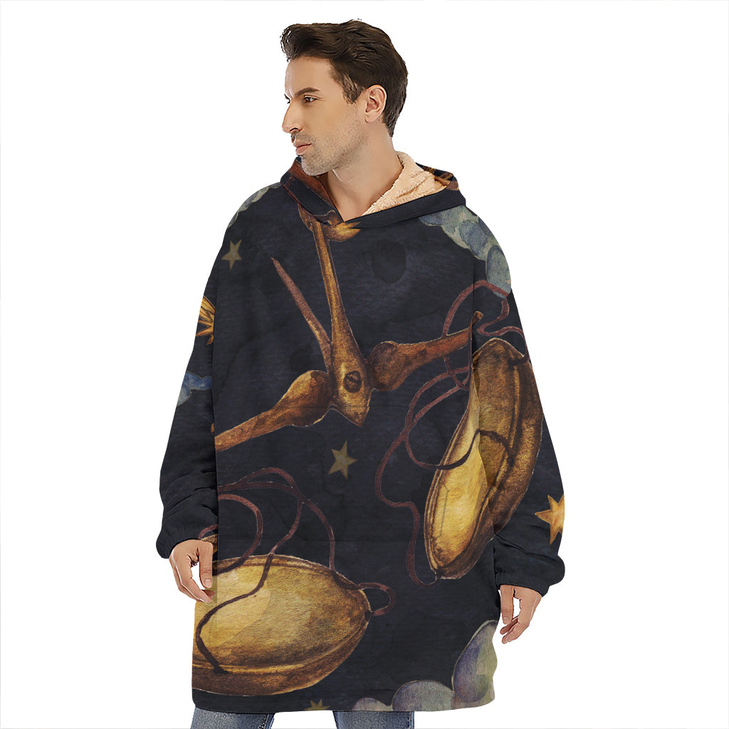 Watercolor Libra Zodiac Sign Print Hoodie Blanket